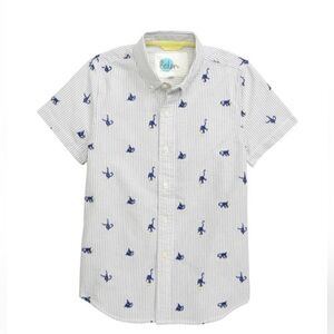 Boden Striped Button Up Monkey Shirt